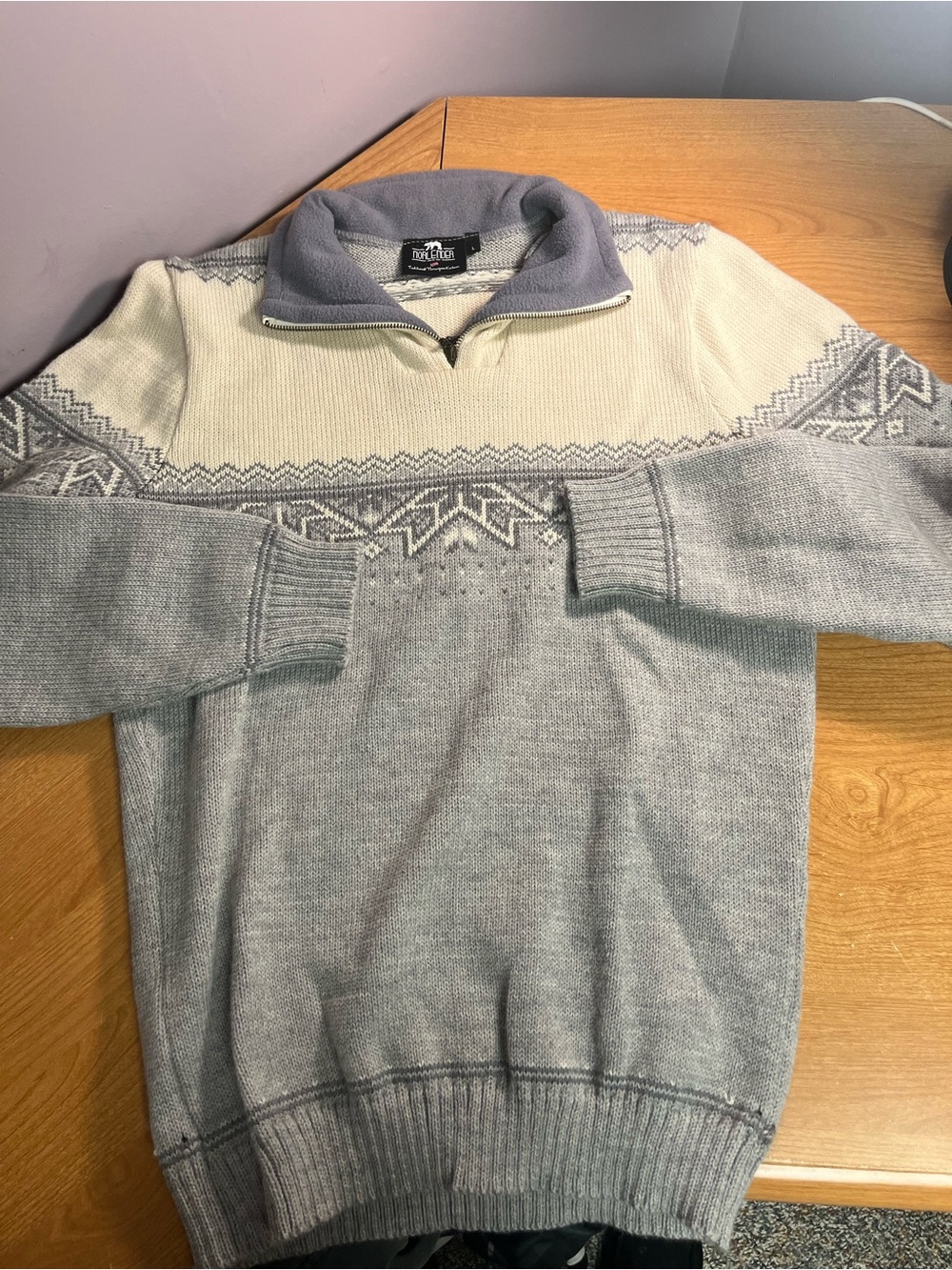 Norlender New Wool 1/4 Zip Nordic Snowflakes Size Large